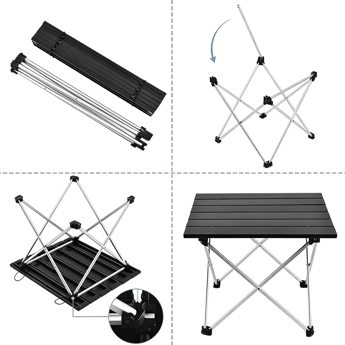 Ultralight Folding Camping Table with Aluminum Top, Portable Low Table