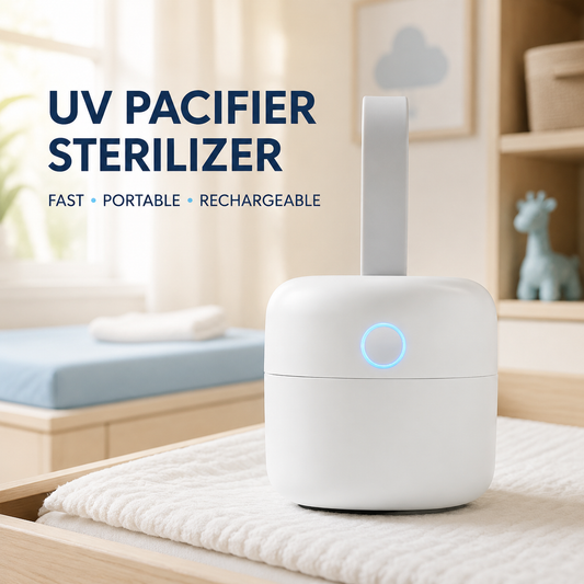 Portable UV Pacifier Sterilizer Case – 1-Minute Sanitizing, USB Rechargeable with Carry Strap