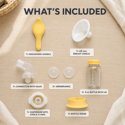 Portable Manual Breast Pump with 24 mm Breast Shield and 5 oz Bottle