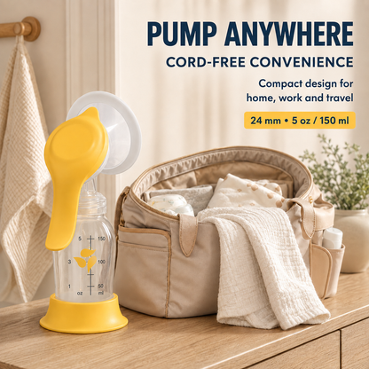 Portable Manual Breast Pump with 24 mm Breast Shield and 5 oz Bottle