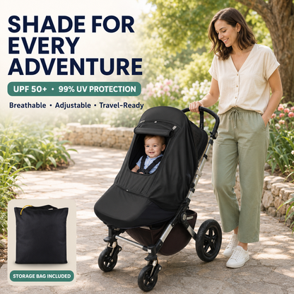 Multi-Style Stroller Sun Shade Cover with UPF 50+ Fabric, Breathable Mesh and Storage Bag